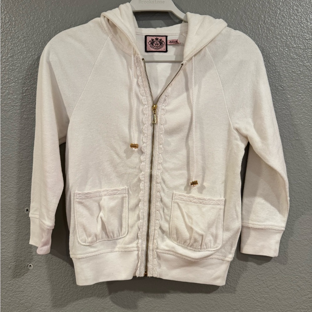 White Zip-Up Hoodie with Pockets